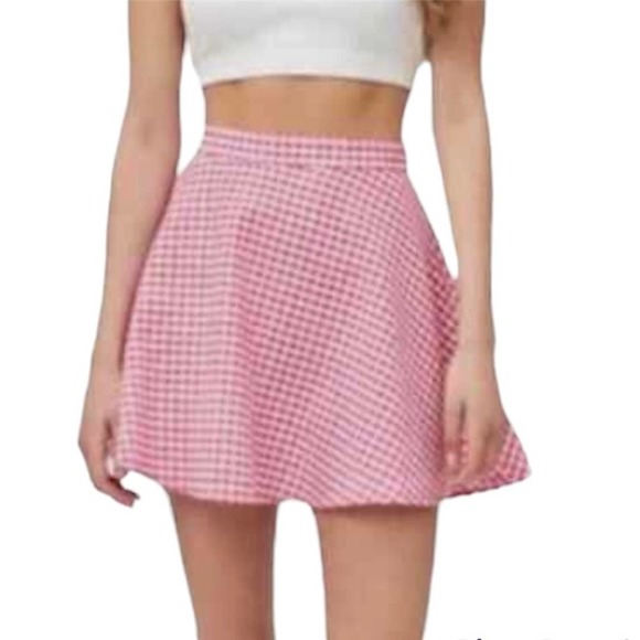 Urban Outfitters Dresses & Skirts - URBAN OUTFITTERS Med Pink & White Checkered Gingham Fit & Flare Mini Skirt #4025